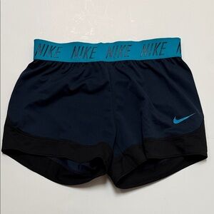 Nike Dri-Fit Shorts Womens Blue & BlackDri-Fit 3in Inseam Running Internal Tie